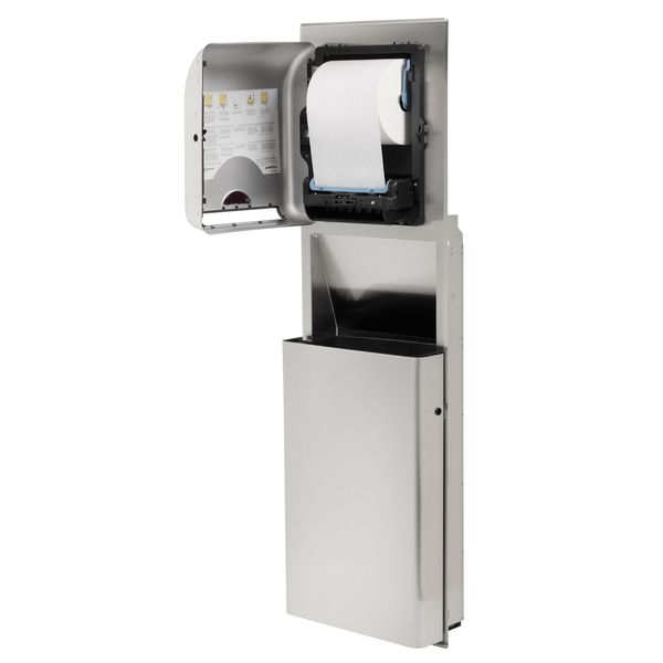 10 gal Rectangular Trash Can, Silver, 17 1/4 in Dia, Stainless Steel
