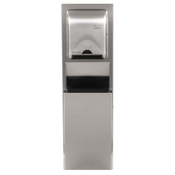 10 gal Rectangular Trash Can, Silver, 17 1/4 in Dia, Stainless Steel