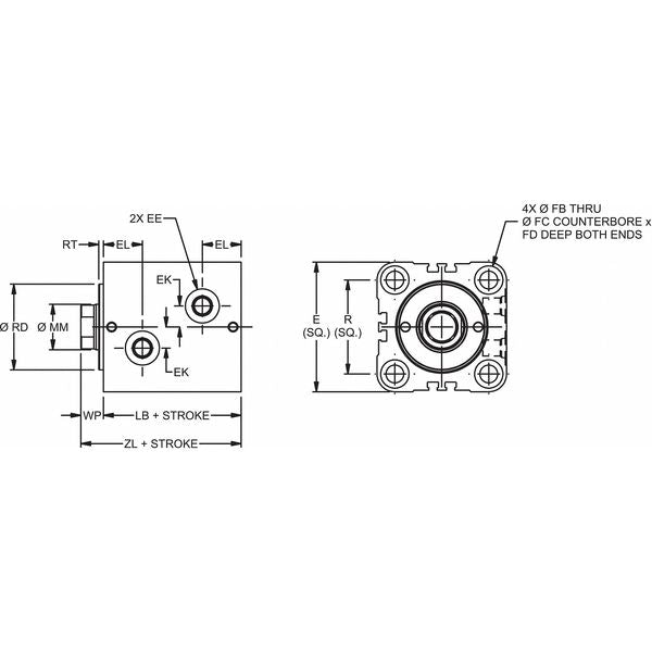 Hydraulic Cylinder, 50mm Bore, 25mm Stroke