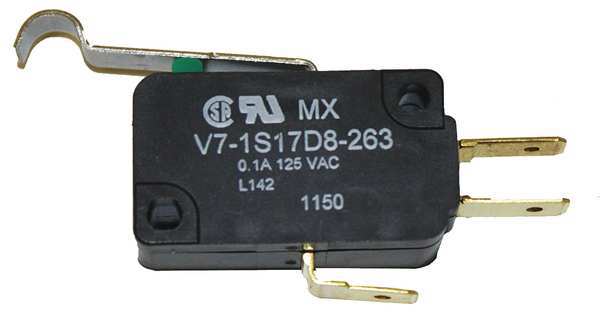 Miniature Snap Action Switch, Lever, Simulated Roller Actuator, SPDT, 0.1A @ 120V AC Contact Rating