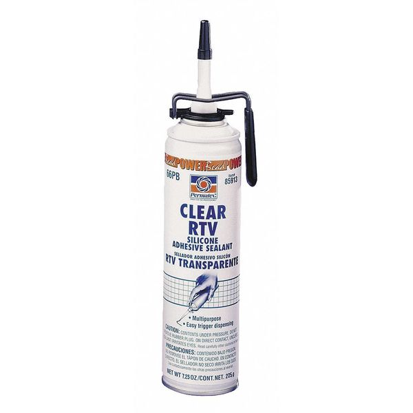 Multipurpose RTV Silicone Sealant, 7.5 oz, Clear, Temp Range -75 to 400 Degrees F