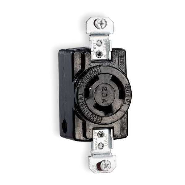 20A Twist-Lock Receptacle 2P 3W 250VAC BK