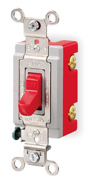 Wall Swtch, 1-Pole, 120/277V, 20A, Red, Toggl
