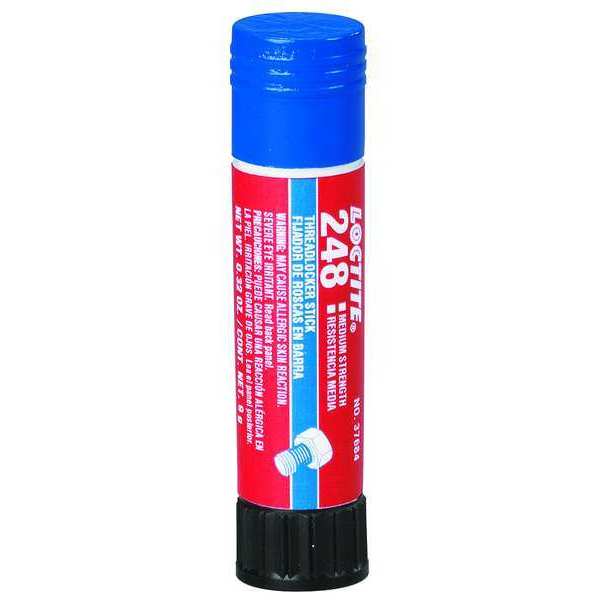 Threadlocker, LOCTITE 248, Blue, Medium Strength, Solid, 0.32 oz Stick