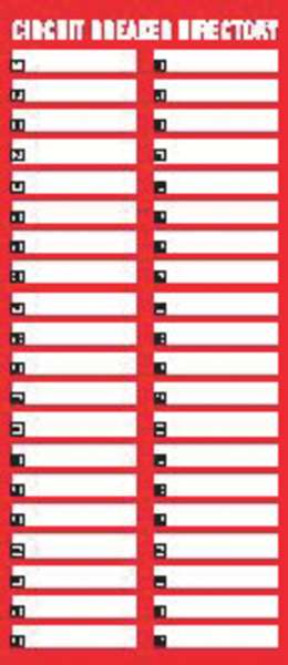 Circuit Breaker Directory Label, 13