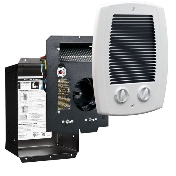 Recessed Electric Wall-Mount Heater, Recessed, 1000W W, 120/240V AC, White