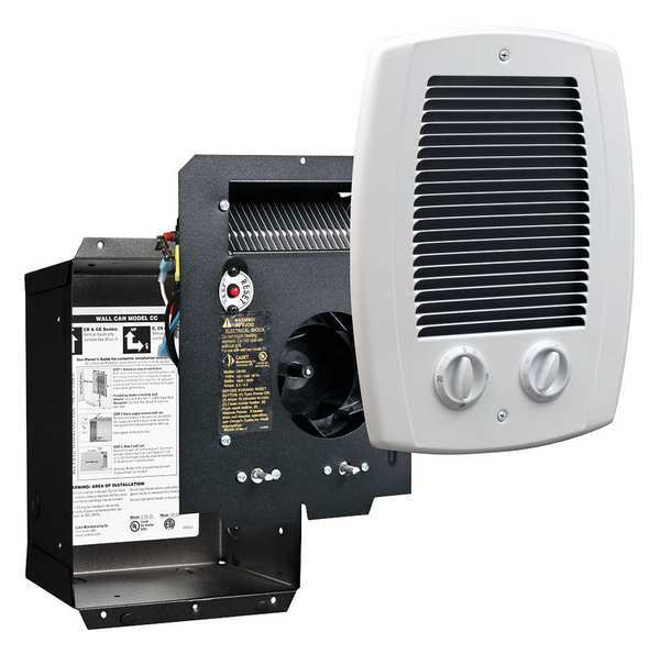 Recessed Electric Wall-Mount Heater, Recessed, 1000W W, 120/240V AC, White