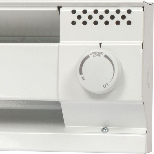 Electric Baseboard Heater Thermostat, 1 Poles, White, Powder Coated White Paint, 120/208/240V