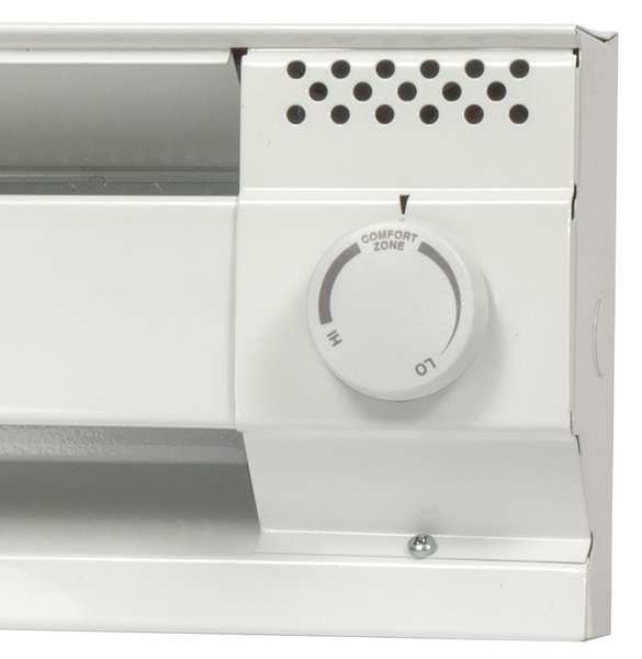 Electric Baseboard Heater Thermostat, 1 Poles, White, Powder Coated White Paint, 120/208/240V