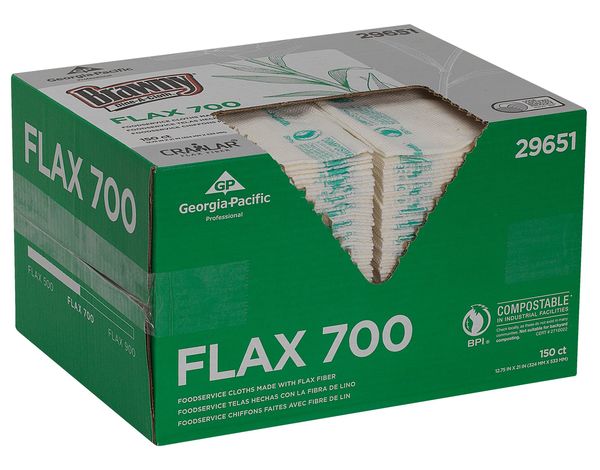 Dry Wipe, White, Box, Flax, 150 Wipes, 12-3/4 in x 21 in