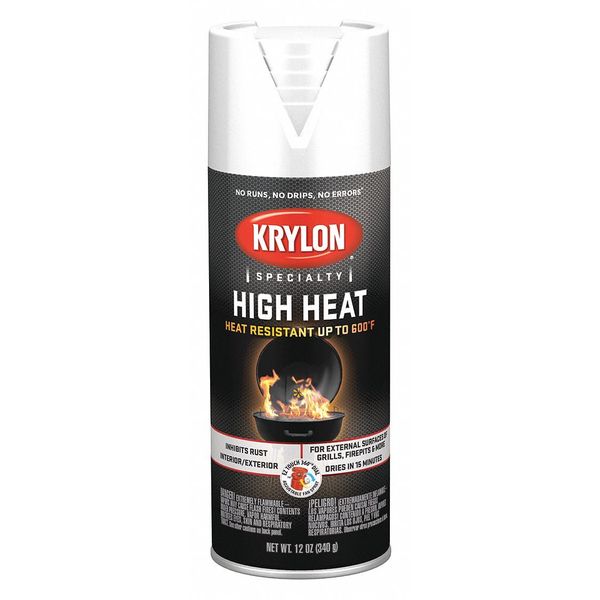 Spray Paint, White, Flat, 12 oz