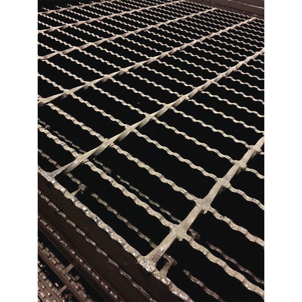 Bar Grating, Serrated, 36 in L, 24 in W, 1.0 in H, Black Painted Steel Finish