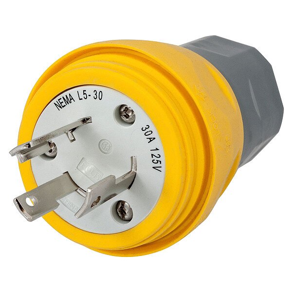 30A Watertight Locking Plug 2P 3W 125VAC L5-30P YL