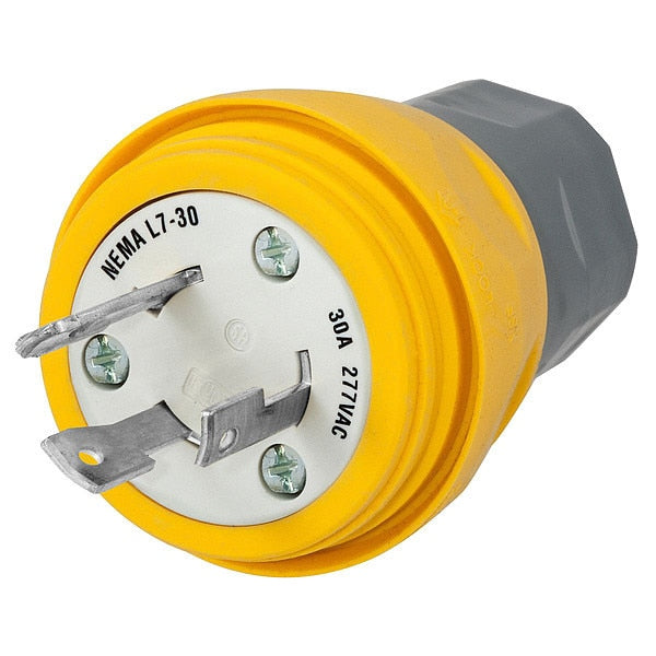 30A Watertight Locking Plug 2P 3W 277VAC L7-30P YL