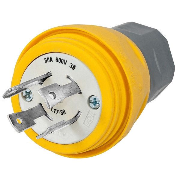 30A Watertight Locking Plug 3P 4W 600VAC L17-30P YL
