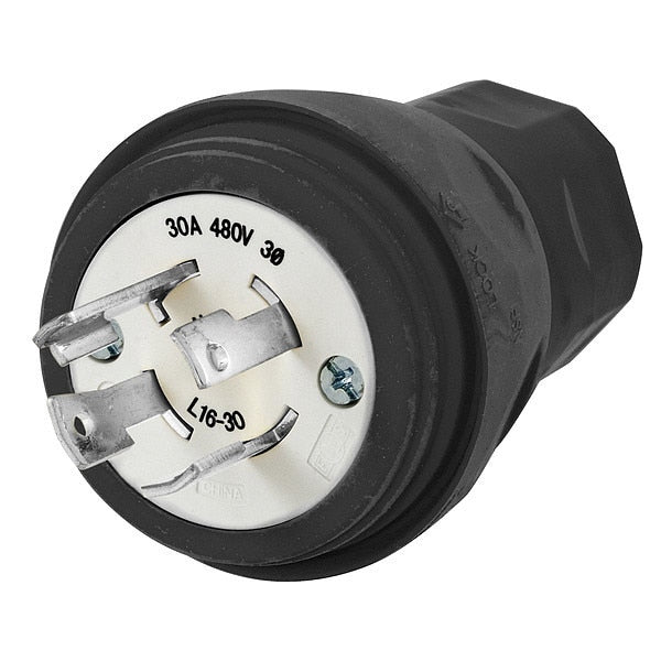 30A Watertight Locking Plug 3P 4W 480VAC L16-30P BK