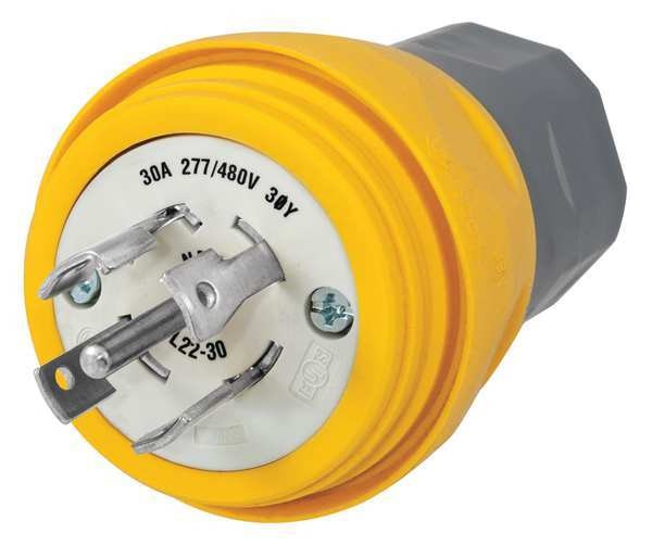 30A Watertight Locking Plug 4P 5W 277/480VAC