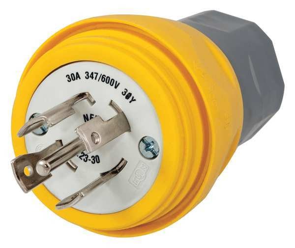 30A Watertight Locking Plug 4P 5W 347/600VAC
