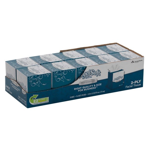 Angel Soft Ultra Professional Series 2 Ply Facial Tissue, 96 Sheets, PK 10