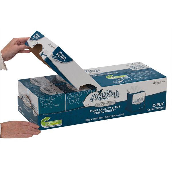 Angel Soft Ultra Professional Series 2 Ply Facial Tissue, 96 Sheets, PK 10