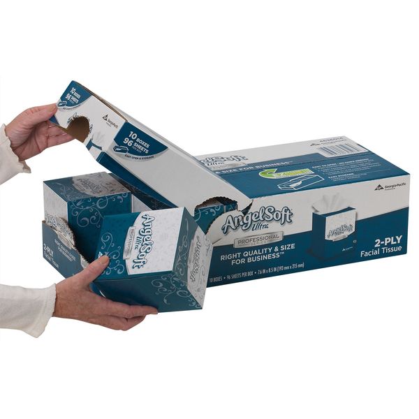 Angel Soft Ultra Professional Series 2 Ply Facial Tissue, 96 Sheets, PK 10
