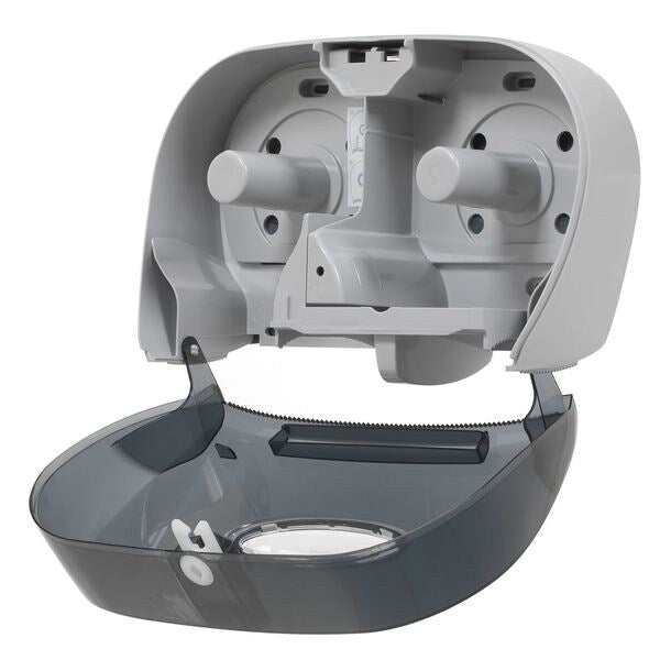 Toilet Paper Dispenser, Horizontal Double Roll, Standard Core, Wall Mount, Smoke