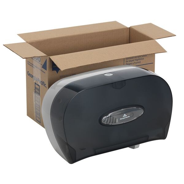 Toilet Paper Dispenser, Horizontal Double Roll, Standard Core, Wall Mount, Smoke