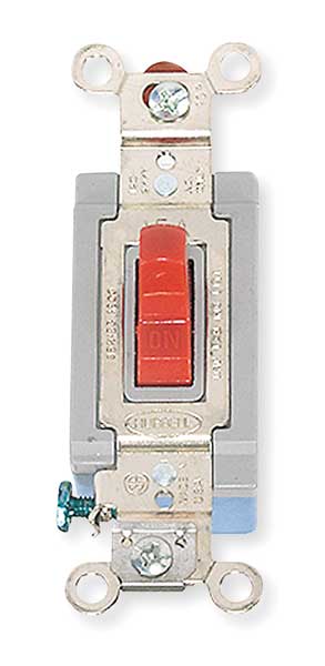 Wall Swtch, 1-Pole, 120/277V, 15A, Red, Toggl