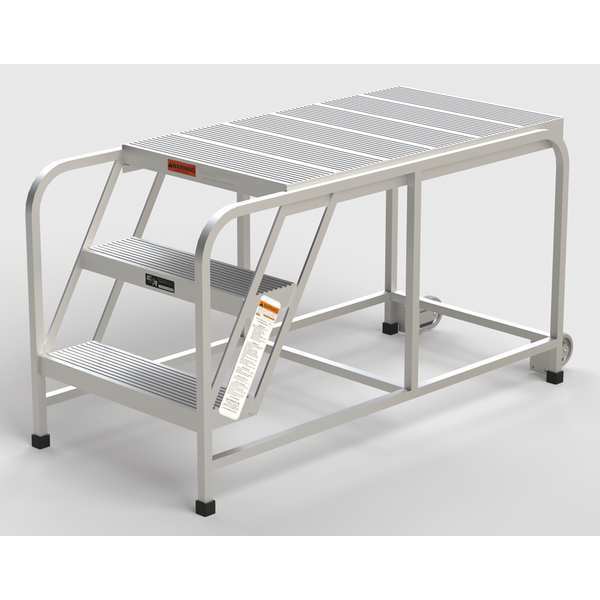 Aluminum Mobile Work Platform, 3 Steps, No Handrails, 42