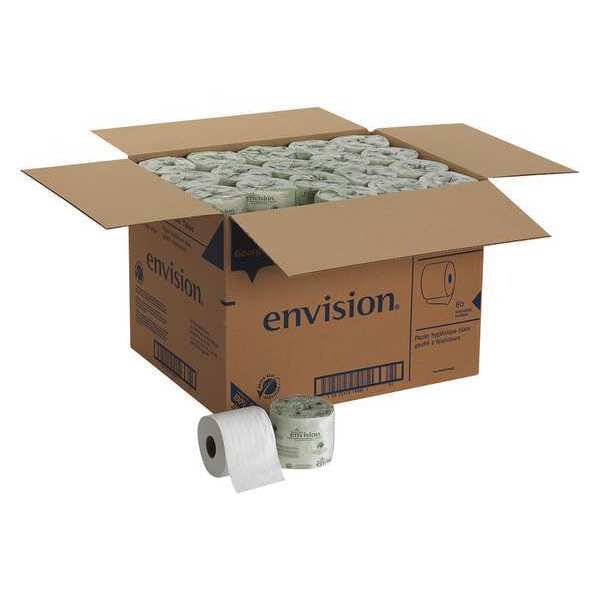 Envision Toilet Paper, 2 Ply, 550 Sheets/Roll, 4 in x 4 in Sheets, Std Core, White, 80 Pack