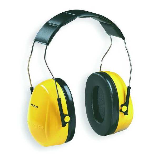 Peltor Optime 98 Hard Hat-Mounted Earmuffs, Dielectric, Passive, NRR 23 dB, Black/Yellow