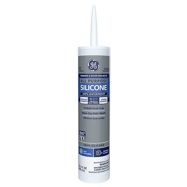 Silicone Sealant, All Purpose Silicone, 10 oz, Cartridge, Clear