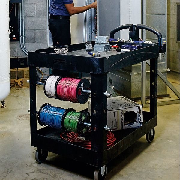 Plastic Utility Cart with Deep Lipped Plastic Shelves, Ergonomic, 2 Shelves, 500 lbs.