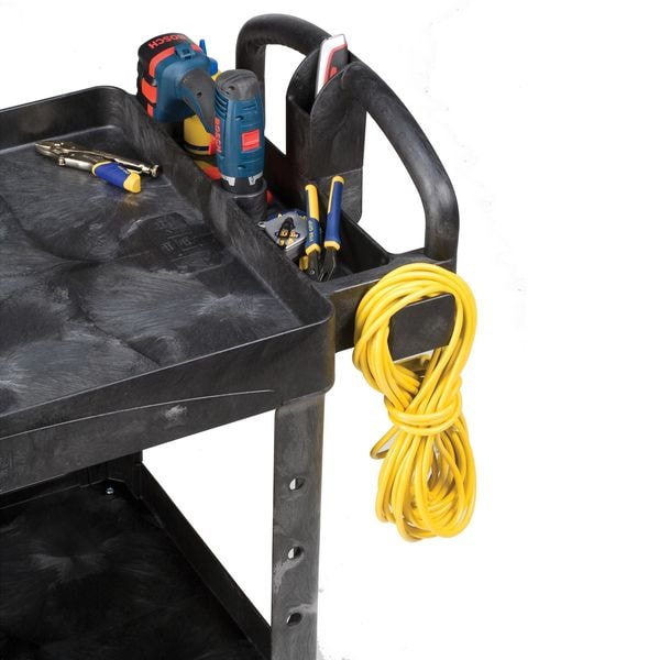 Plastic Utility Cart with Deep Lipped Plastic Shelves, Ergonomic, 2 Shelves, 500 lbs.