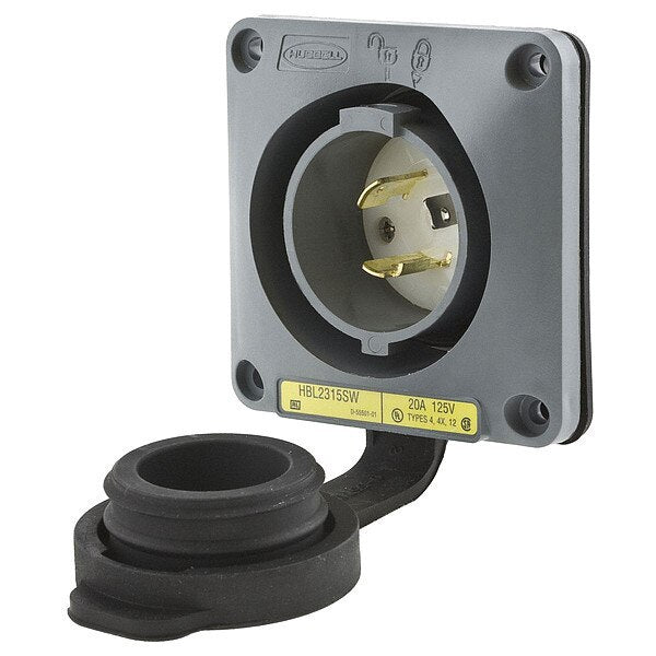 20A Watertight Flanged Twist-Lock Inlet 2P 3W 125VAC