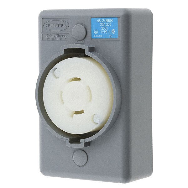 20A Twist-Lock Receptacle 3P 4W 250VAC L15-20R GY