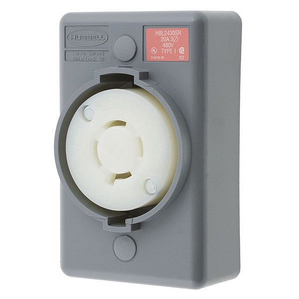 20A Twist-Lock Receptacle 3P 4W 480VAC L16-20R GY