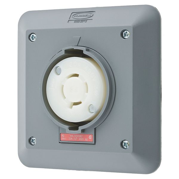 20A Twist-Lock Receptacle 3P 4W 480VAC L16-20R GY