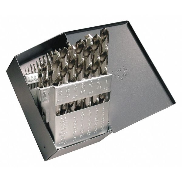 29PC CLE-MAX⢠Jobber Length Drill Set Cleveland 2002G Bright HSS RHS/RHC 1/16-1/2x1/64