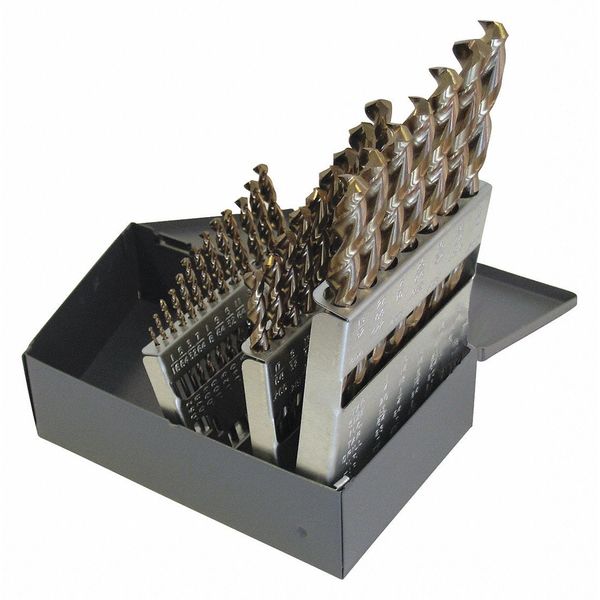 29PC Q-Cobalt⢠Wide Land Parabolic Jobber Dril Set Cleveland 2075 Straw HSS-CO RHS/RHC 1/16-1/2x1/64