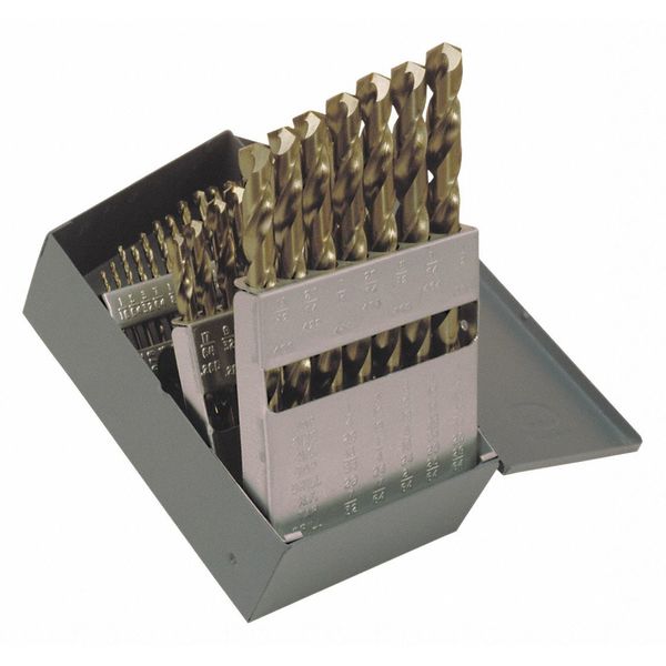 29PC NAS907 Type J Heavy-Duty Cobalt Jobber Lgth Drill Set Cleveland 2213 Straw HSS-CO 1/16-1/2x1/64