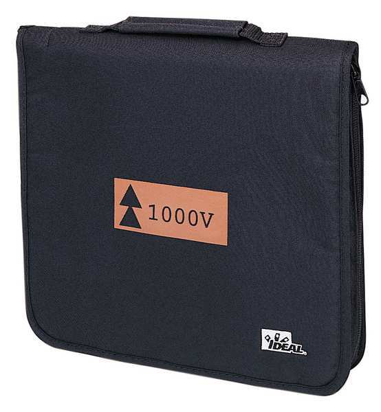 Soft Zippered Tool Case, Nylon, 20 Pockets, Black, 2 in Height