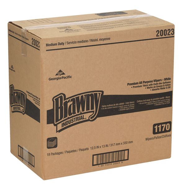 Dry Wipe, White, 1/4 Fold Poly Wrapped, Double Recreped (DRC), 65 Wipes, 12 1/2 in x 13 in