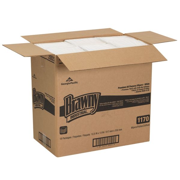 Dry Wipe, White, 1/4 Fold Poly Wrapped, Double Recreped (DRC), 65 Wipes, 12 1/2 in x 13 in