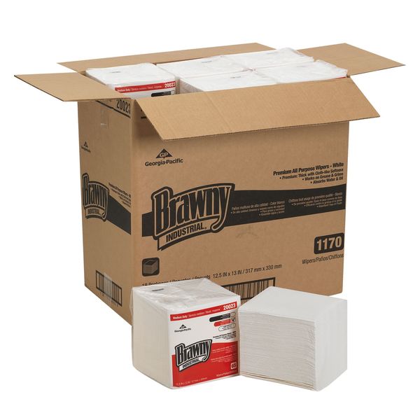 Dry Wipe, White, 1/4 Fold Poly Wrapped, Double Recreped (DRC), 65 Wipes, 12 1/2 in x 13 in