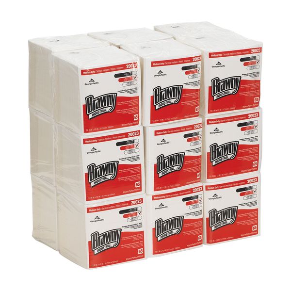 Dry Wipe, White, 1/4 Fold Poly Wrapped, Double Recreped (DRC), 65 Wipes, 12 1/2 in x 13 in