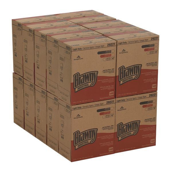 Dry Wipe, White, Dispenser Box, Paper, 148 Wipes, 8 in x 12 1/2 in