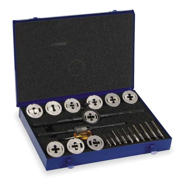 23PC Plug Hand Tap and Two-Piece Die Set 55512 Cle-Line 10 Sizes 1/4-20 To 1/2-13 UNC and UNF