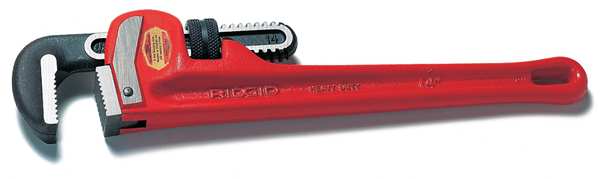 Pipe Wrench, Straight, Aluminum, 12 in L, 2 in Jaw Capacity