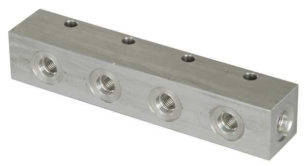 A61, 7 Port, Hydraulic Manifold, 6.5 in Long